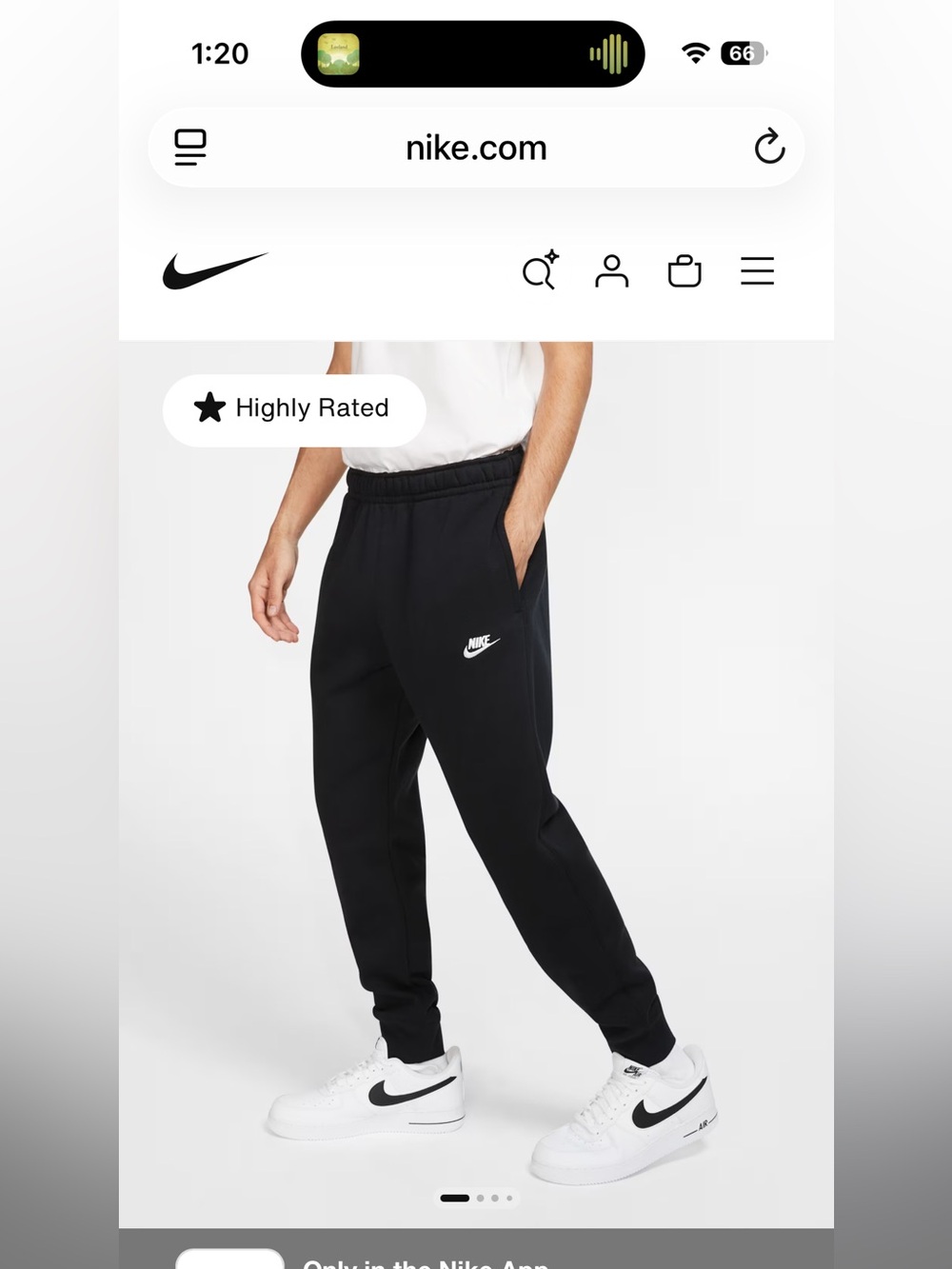 EUC Mens Nike Black Joggers with White Swoosh Logo size small